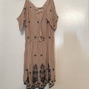 Tan and Navy lace romper